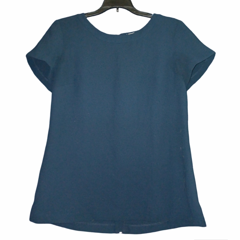 Banana Republic Women's Dark Navy Blue Dressy Blouse Zip in the Back SZ 6